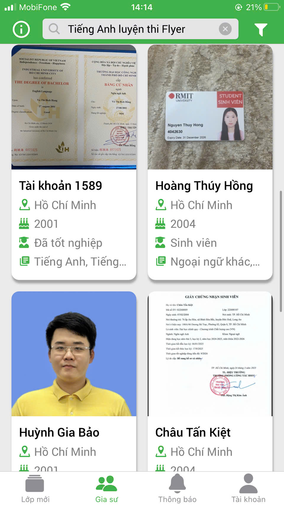 Dạy kèm luyện thi flyer